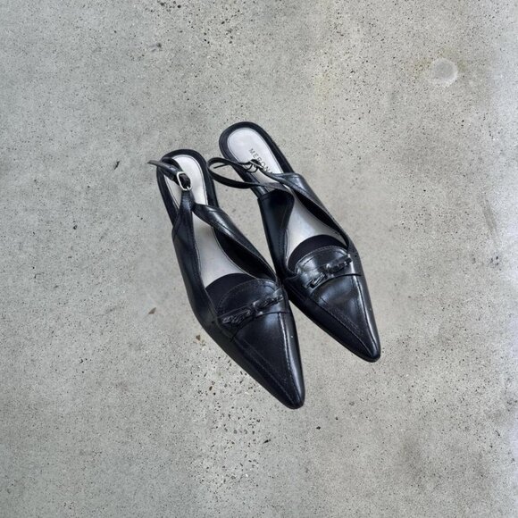 Black leather kitten heels - Picture 1 of 8
